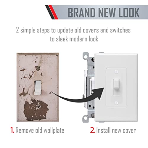 TayMac MW2570W Masque 1-Gang Decorator Style Toggle Switch Cover-Up Wall Plate, 5-Pack, White - Image 5