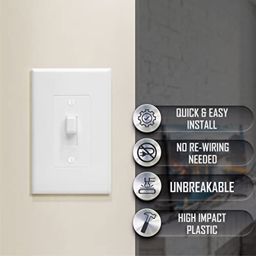 TayMac MW2570W Masque 1-Gang Decorator Style Toggle Switch Cover-Up Wall Plate, 5-Pack, White - Image 4