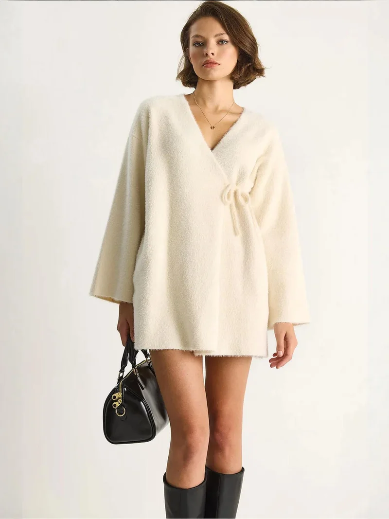 Bianco Lucci LUCCI Tie Closure Cardigan