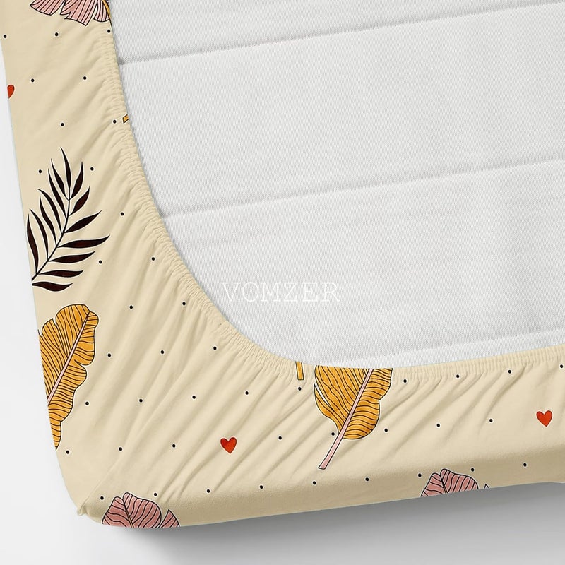 VOMZER 320 TC Cotton Feel All Around Elastic Fitted Queen Size Bedsheets, Supersoft Elastic Fitted Double Bedsheet with 2 Pillow Covers, Size 60x78x8 Inches (Cream) - Image 4