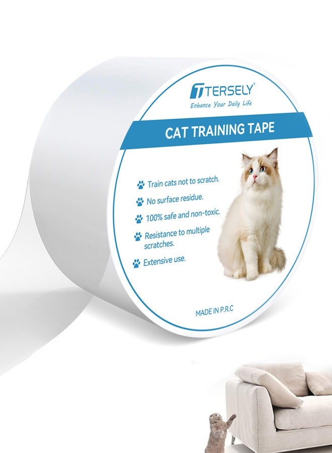 Tersely Anti-Scratch Cat Training Tape, 4 inches Cat Sofa Scratch Guard,Anti Scratching Tape,100% Transparent Clear Cat Scratches Deterrent Tape, Furniture Protector for Couch,Carpet x 3 Meters  - Image 1