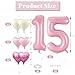 Biapian 40 Inch Pastel Pink 15 Balloons Large Light Pink 15 Balloon Number with Pearl Baby Pink Cream Foil Heart Balloons for Girls 15th Birthday Party Baby Shower Anniversary Princess Party Decorations - Image 4