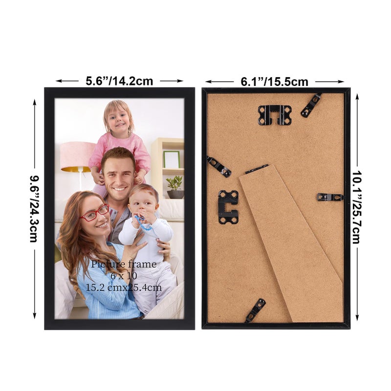 جيفت جاردن GiftGarden 6x10 إطار الصورة الأسود 6 × 10 إطار صور رفيع لعرض الجدار المنضدة - Image 2