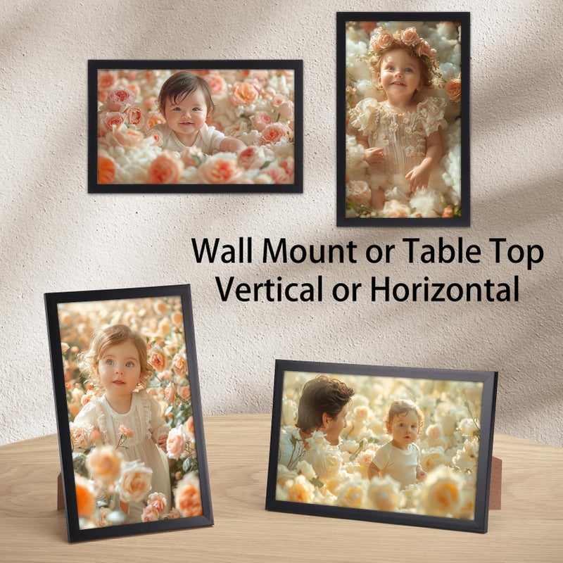 جيفت جاردن GiftGarden 6x10 إطار الصورة الأسود 6 × 10 إطار صور رفيع لعرض الجدار المنضدة - Image 3