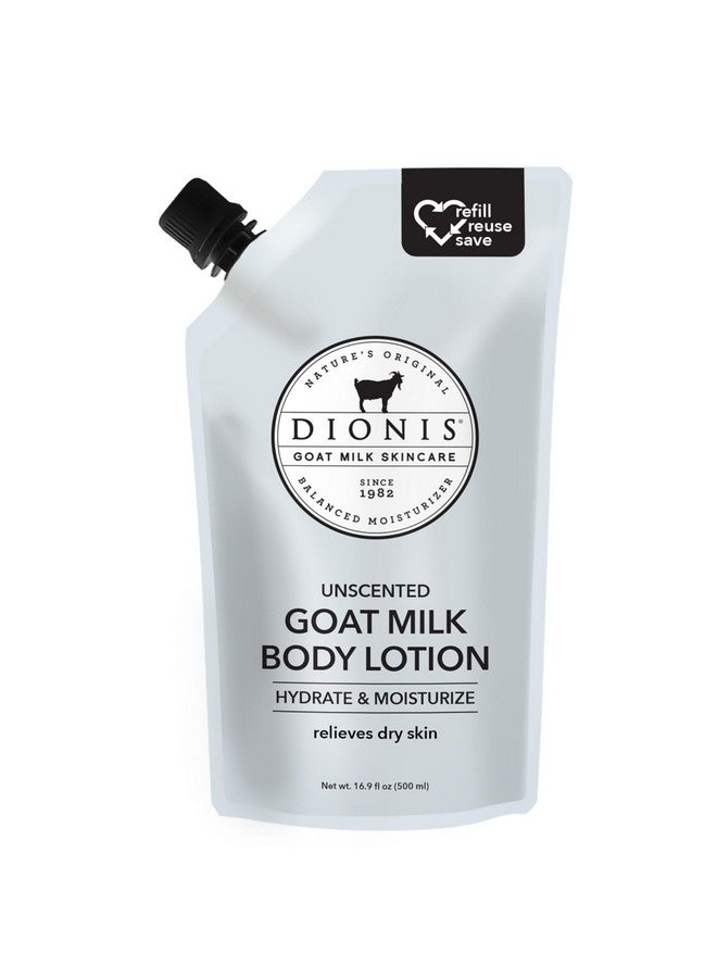Dionis Goat Milk Skincare Body Lotion 16.9oz Refill Pouch, Cruelty Free Clean Ingredients & Dermatologist Tested Lotion for Dry Skin, Hydrating & Deeply Moisturizing Rich in Vitamins, Unscented - Image 1