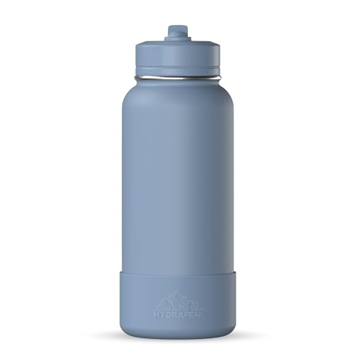 Hydrapeak 32oz Sport Insulated Water Bottle with Straw or Chug Lid Leak  Spill Proof Keeps Drinks Cold for 24 Hours Hot for 12 Hours Premium Stainless Steel Water Bottles 32oz Modern Blue