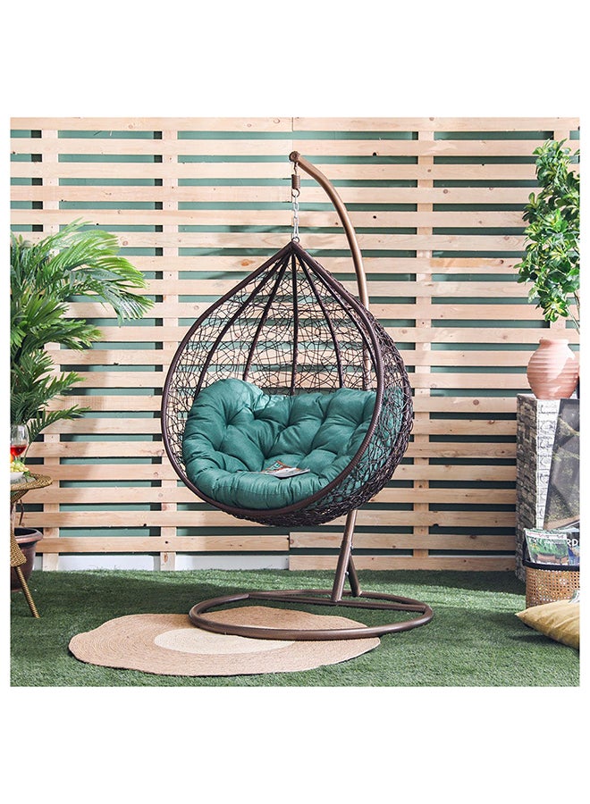 DANUBE HOME Alfa Egg Swing Chair 1 Seater Hanging Hammock Chair For Indoor Outdoor Garden Brown/Green 124x105x74 cm - Image 1