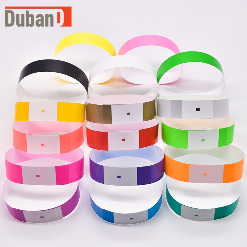 Disposable Waterproof And Anti-Counterfeiting Synthetic Paper Bracelet Wristband Fluorescent Color Children'S Paradise Ticket Wristband - Image 2