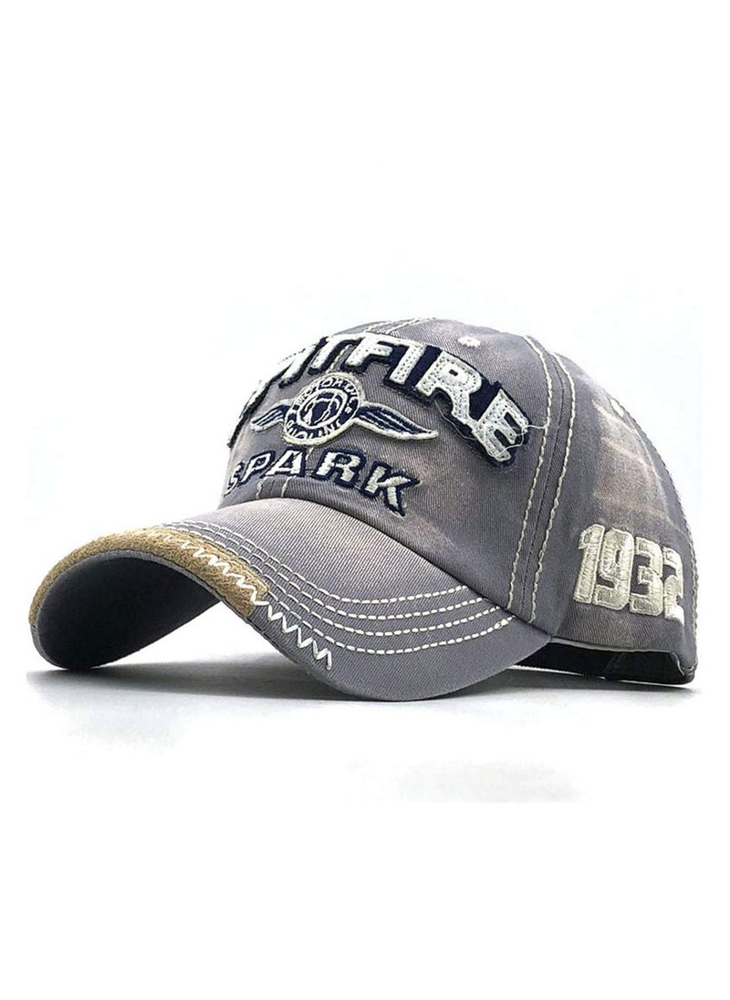 SYOSI Distressed Baseball Cap for Mens Vintage Trucker Hat  Cotton Embroidered Snapback Casual Baseball Cap for Unisex - Grey  - Image 4