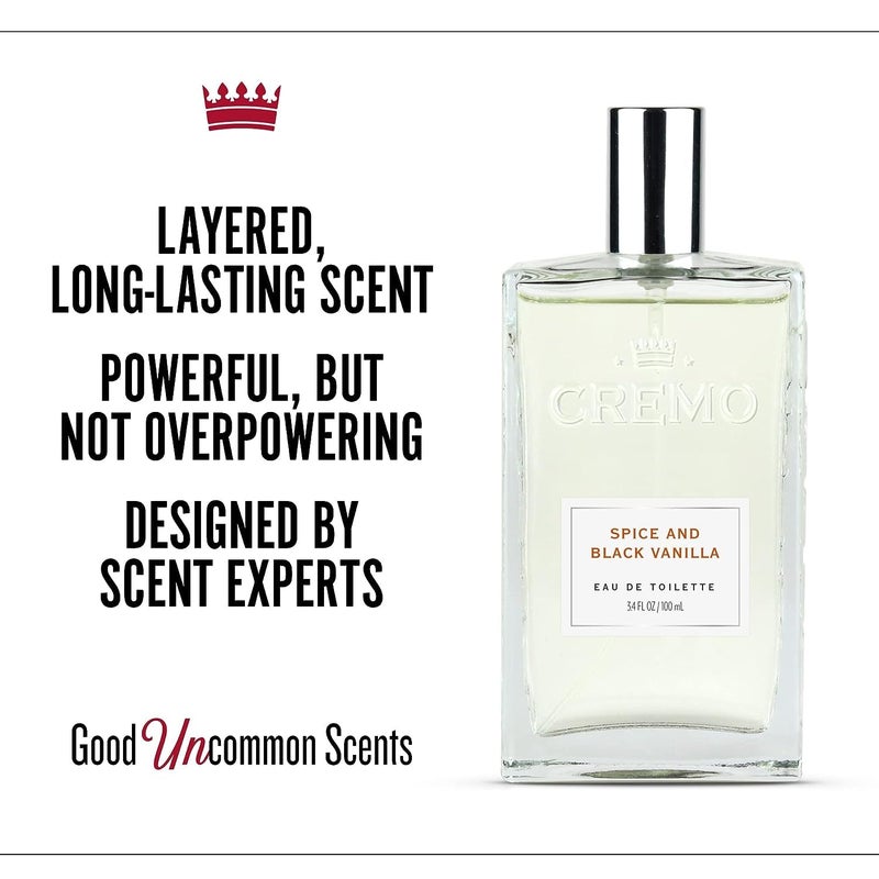 Cremo Cologne for Men - Spice & Black Vanilla Mens Cologne Spray - An Explosion of Vibrant Spices, Dark Woods and Black Vanilla, Fragrances For Men, 3.4 Fl Oz - Image 2