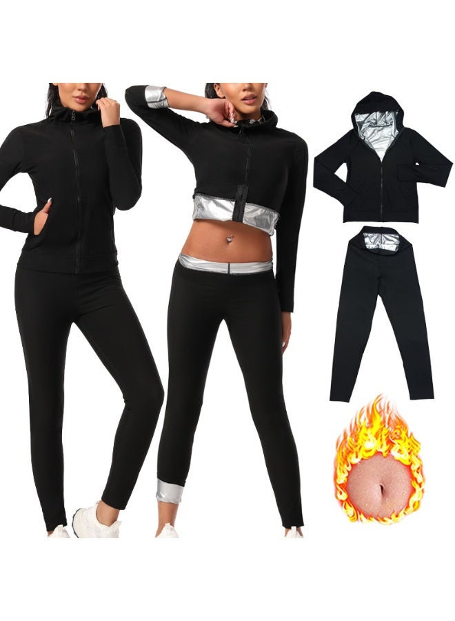 YS Sauna Suit Set for Women, Long Sleeve + Pants, Burn More, Sweat More, Sweat Enhancing Workout Outfit for Weight Loss - Image 1