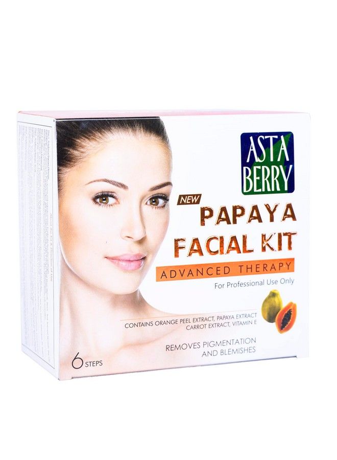 Astaberry Papaya Facial Kit 12 Pouch Set For All Skin Types (6 Steps) Advanced Therapy; Professional Facial Kit; Removes Blemishes & Pigmentation; Contains Papaya Extracts - Image 3