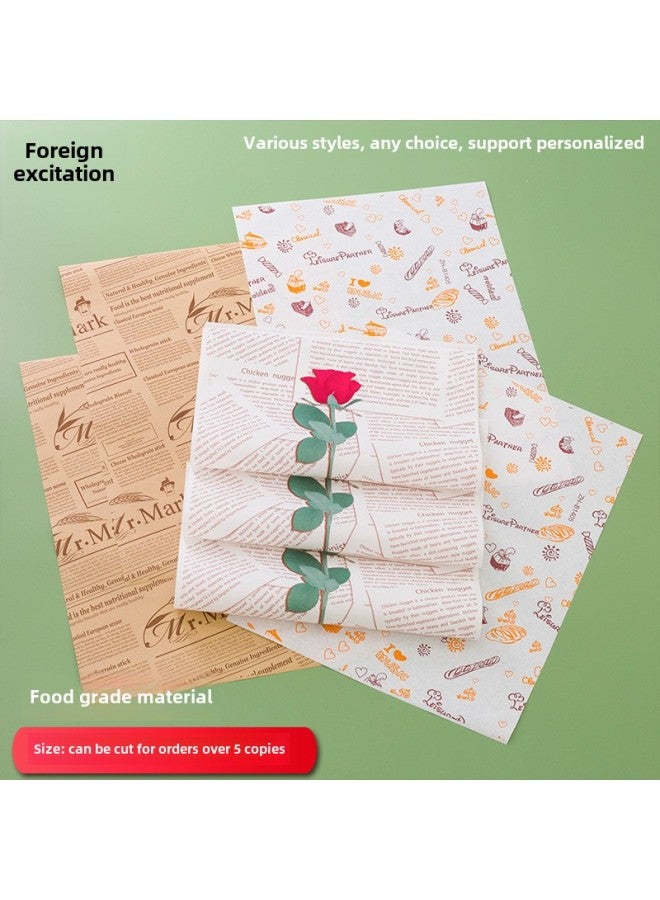 Sandwich Wrapping Paper Oil-absorbing And Oil-proof Hamburger Paper Bread Tray Pad Paper Lunch Roll LOGO-Color:500 To Send 450 Sealing Stickers-Specifications:Plaid-purple 18*18 - Image 2