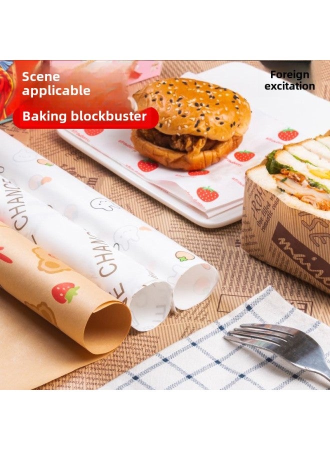 Sandwich Wrapping Paper Oil-absorbing And Oil-proof Hamburger Paper Bread Tray Pad Paper Lunch Roll LOGO-Color:500 To Send 450 Sealing Stickers-Specifications:Plaid-purple 18*18 - Image 3