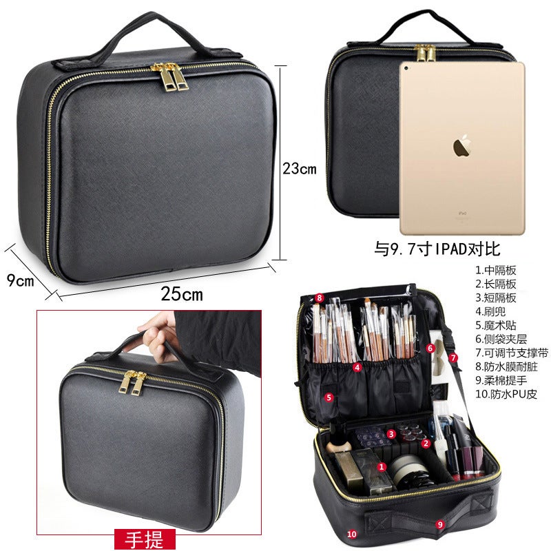 general Large Multi-Layer Makeup Organizer Bag with Partition for Cosmetics and Beauty Tools - Image 1