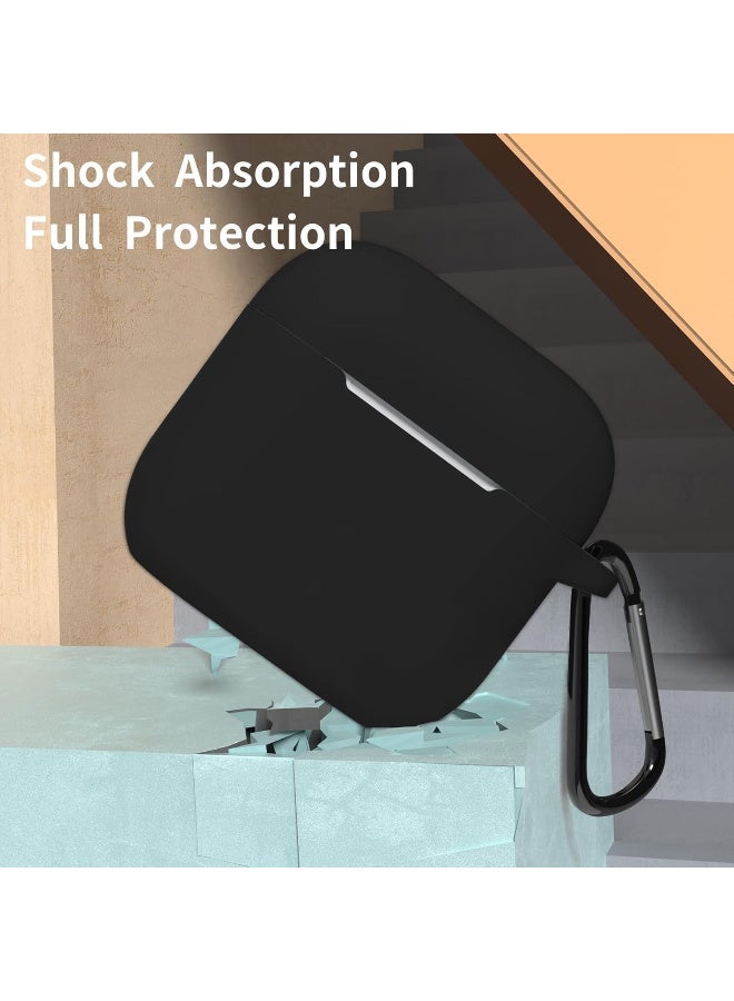 Soft Silicone Full Protective Case Compatible with AirPods Pro - AirPods Pro 2 with Keychain for Women and Men (Black) - Image 4