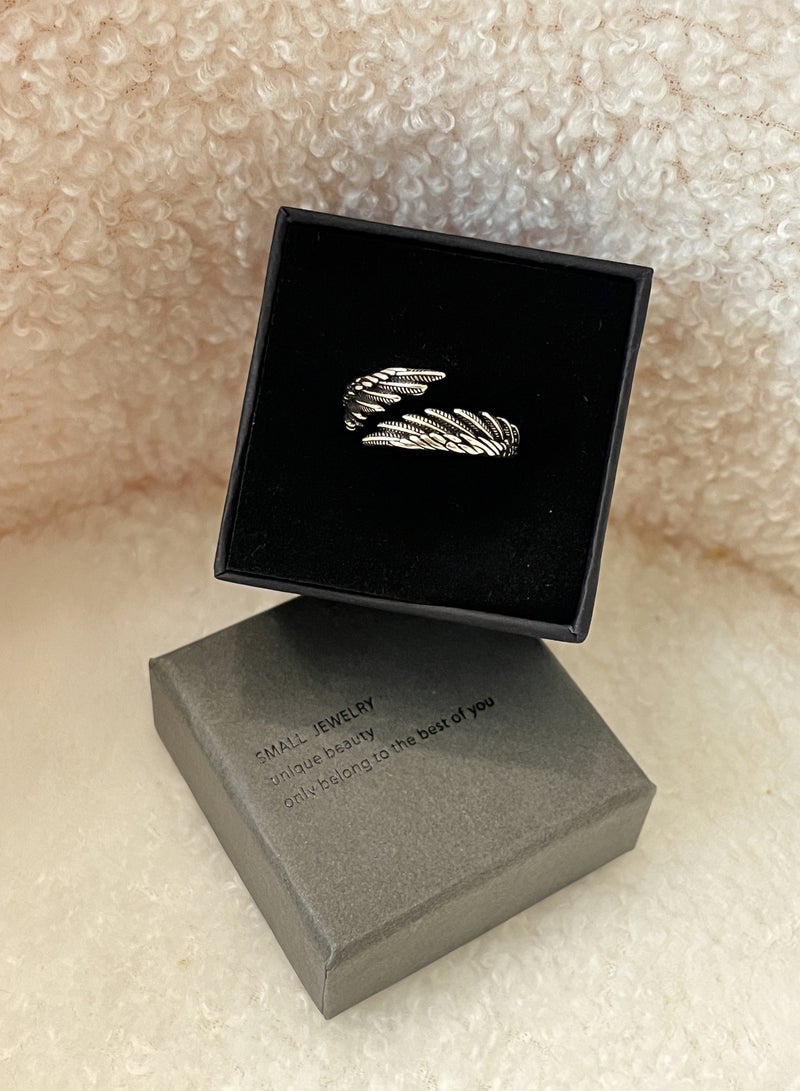 حِرَاس خاتم هامسا مجنّح أنيق - خاتم الأجنحة الحارسة - صنعة فضة تايلندي - مقاس قابل للتعديل للرجال - Image 5