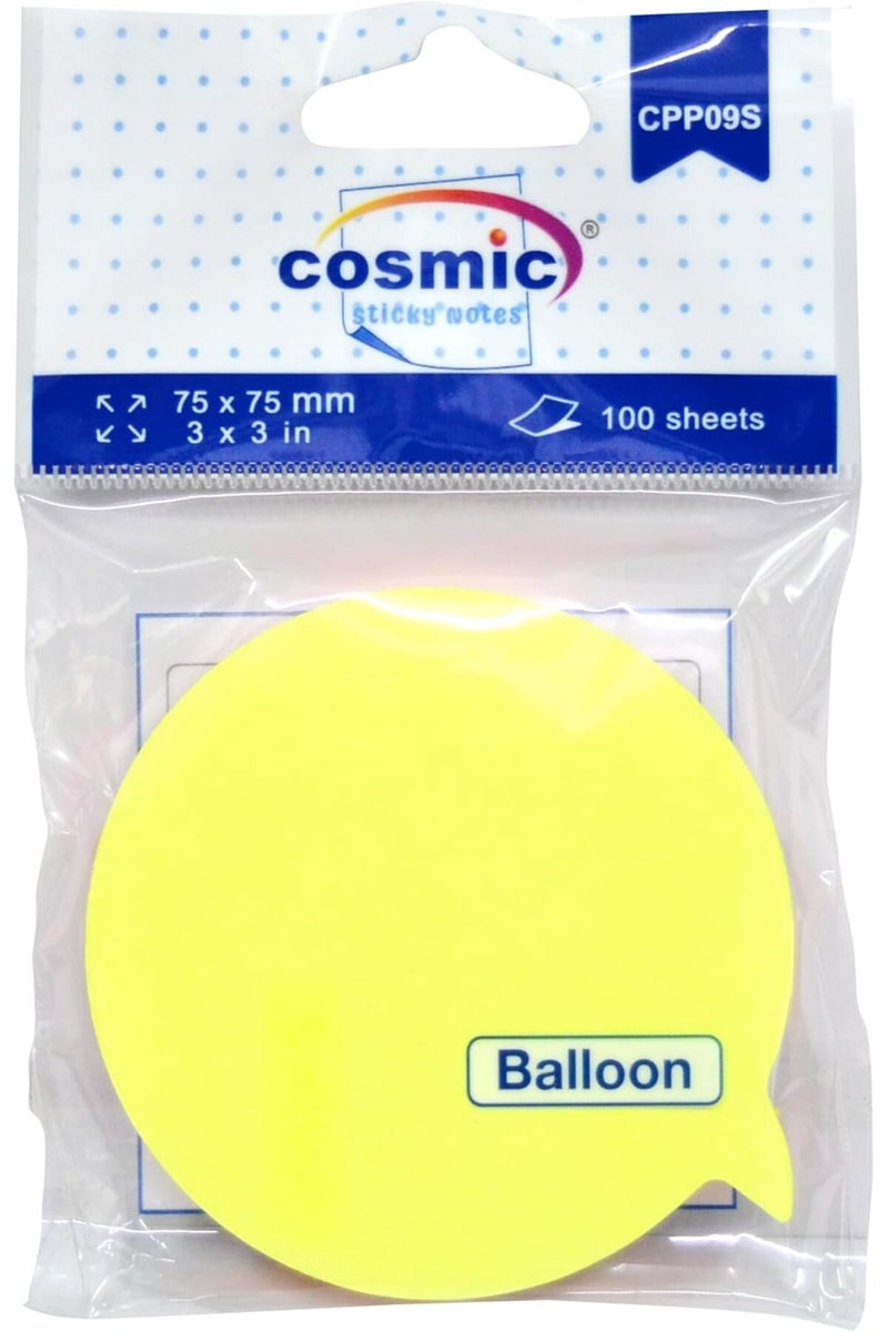 Cosmic CPP09S Balloon Shaped Sticky Notes, 100 Sheets, 3 x 3-Inch, Neon Assorted - Image 2