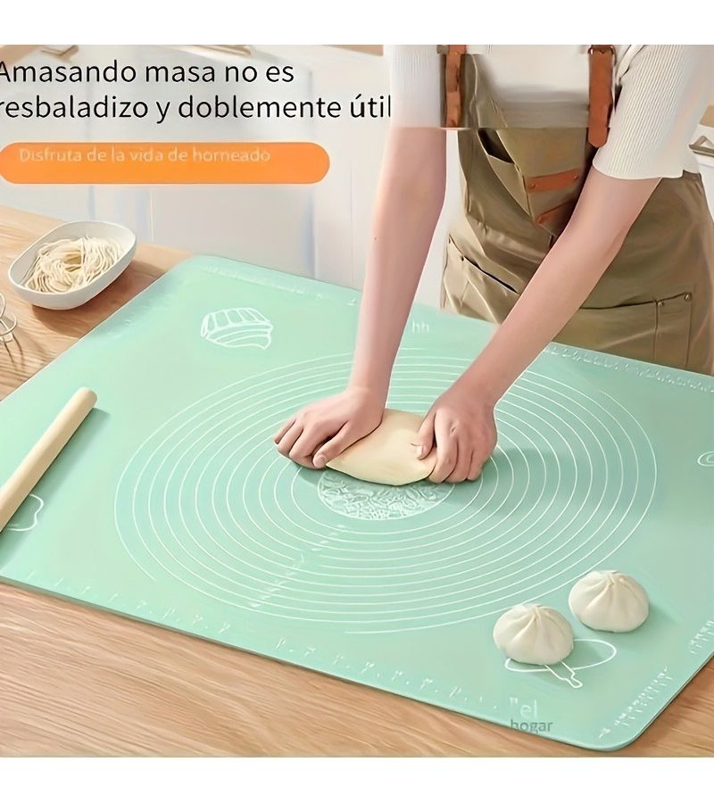Green 19.69 Inch By 15.75 Inch Extra Thick Silicone Baking Mat Non Slip Naturally Dyed Odorless Double Sided Durable Industrial Kitchen Tool For Dough Pizza And Cakes - Image 1