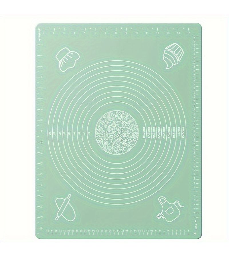 Green 19.69 Inch By 15.75 Inch Extra Thick Silicone Baking Mat Non Slip Naturally Dyed Odorless Double Sided Durable Industrial Kitchen Tool For Dough Pizza And Cakes - Image 3
