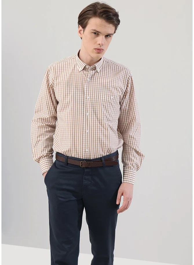Varetta Men's Taba Checkered Classic Long Sleeve Shirt with Pocket