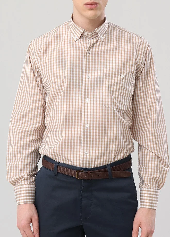 فاريتا Men's Taba Checkered Classic Long Sleeve Shirt with Pocket
