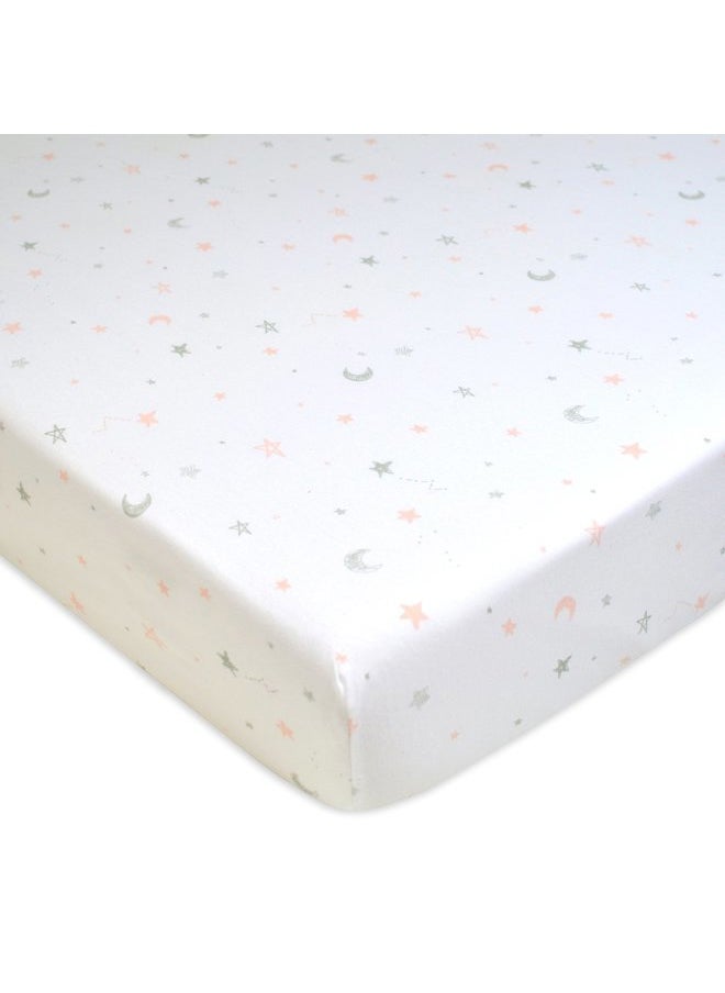 American Baby Company 2 Pack Fitted Crib Sheets 28" x 52", Soft Breathable Neutral 100% Cotton Jersey Sheet, Pink Stars/Zigzag, for Boys and Girls, Fits Crib and Toddler Bed mattresses  - Image 2