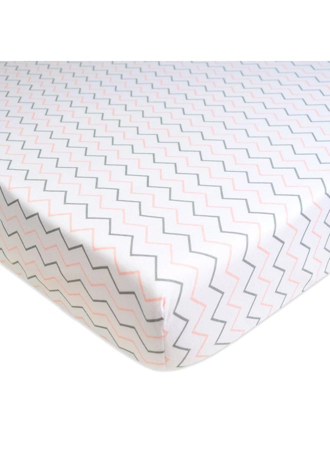 American Baby Company 2 Pack Fitted Crib Sheets 28" x 52", Soft Breathable Neutral 100% Cotton Jersey Sheet, Pink Stars/Zigzag, for Boys and Girls, Fits Crib and Toddler Bed mattresses  - Image 3