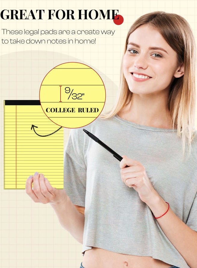 Aidunmis Yellow Note Pads 5x8 Small Legal Pads College Ruled Notepad for Office 6 Pack Yellow Writing Pads 5x8 Narrow Ruled Paper Pads 25 Lines 80 GSM Paper Tablets 5x8" Lined Notepads With 30 Sheets Per Pad - Image 3