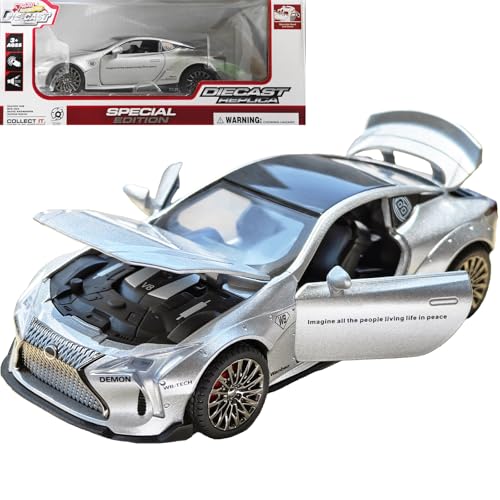 ERBADIHAGO Toy Car Compatible for LC500 Model Car 132 Diecast Collect Car Toy with Light and Sound Diecast Metal Collectible Model Cars for 3 Year Old Boys Pull Back Car Gift Toys for Kids Silver - Image 1