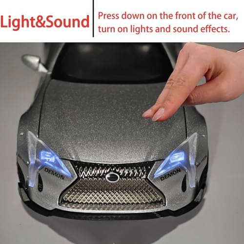 ERBADIHAGO Toy Car Compatible for LC500 Model Car 132 Diecast Collect Car Toy with Light and Sound Diecast Metal Collectible Model Cars for 3 Year Old Boys Pull Back Car Gift Toys for Kids Silver - Image 5