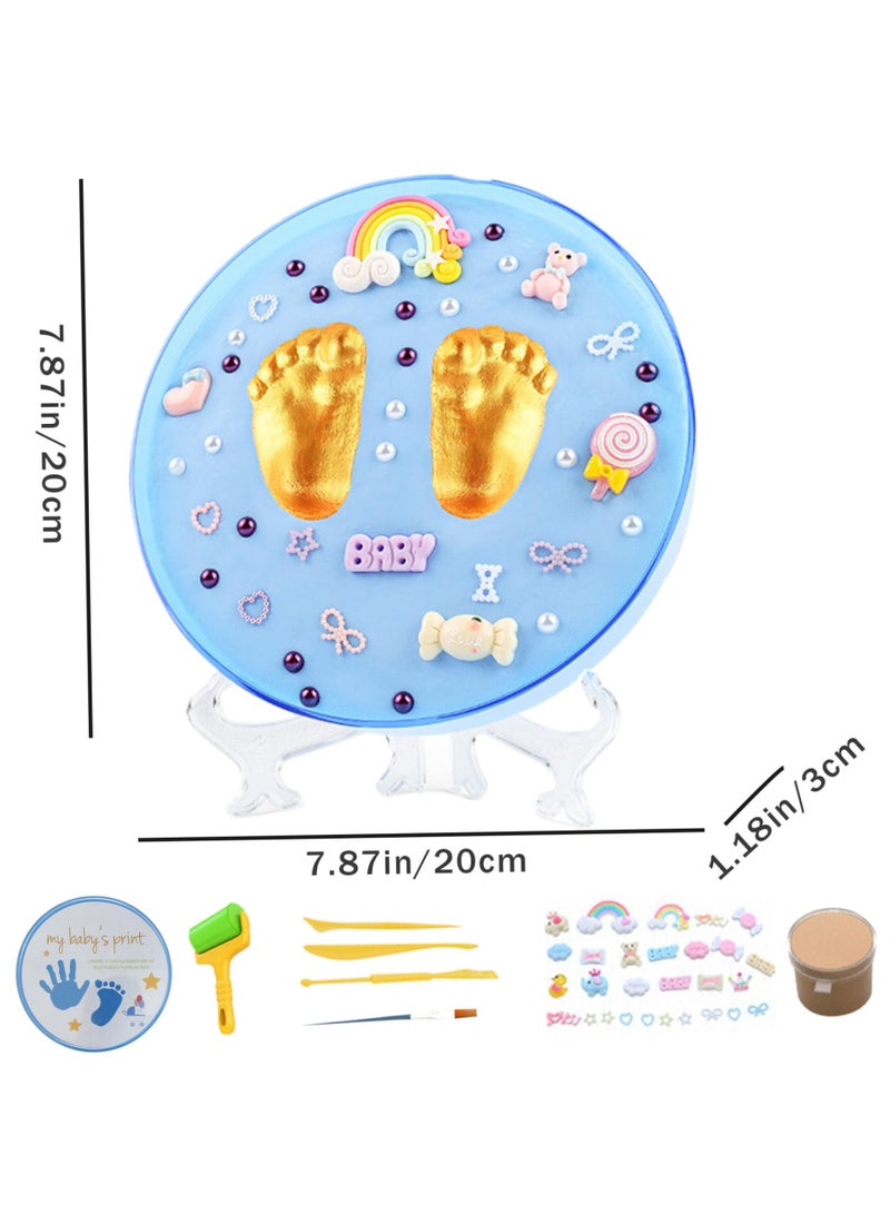 Safe Baby Hand and Footprint Kit with Soft Print Mud, Sealed Ornament for New Parents, Blue Handprint and Paw Print Kit for Newborns - Image 2