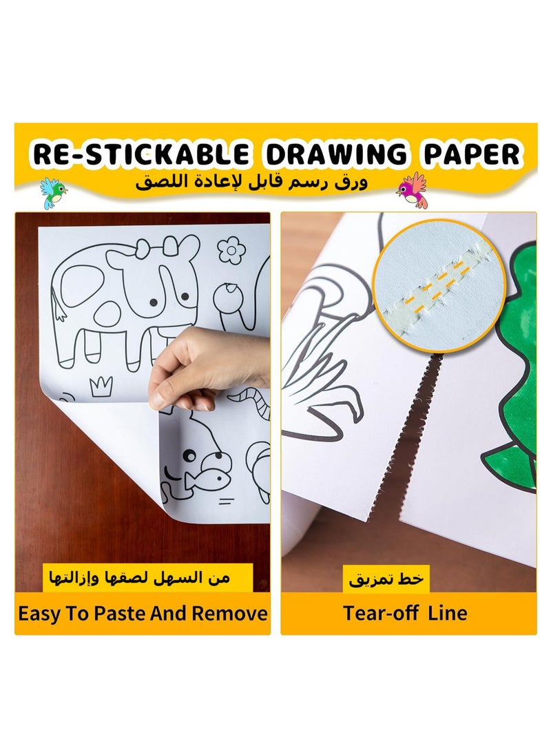 TFIXOL - 3 Meters Drawing Roll Animal Paper Roll for Kids for Stimulating Creativity Safe and Environmentally Friendly White Drawing Paper for Children DIY Interactive for Drawing, Sketching Craft - Image 1