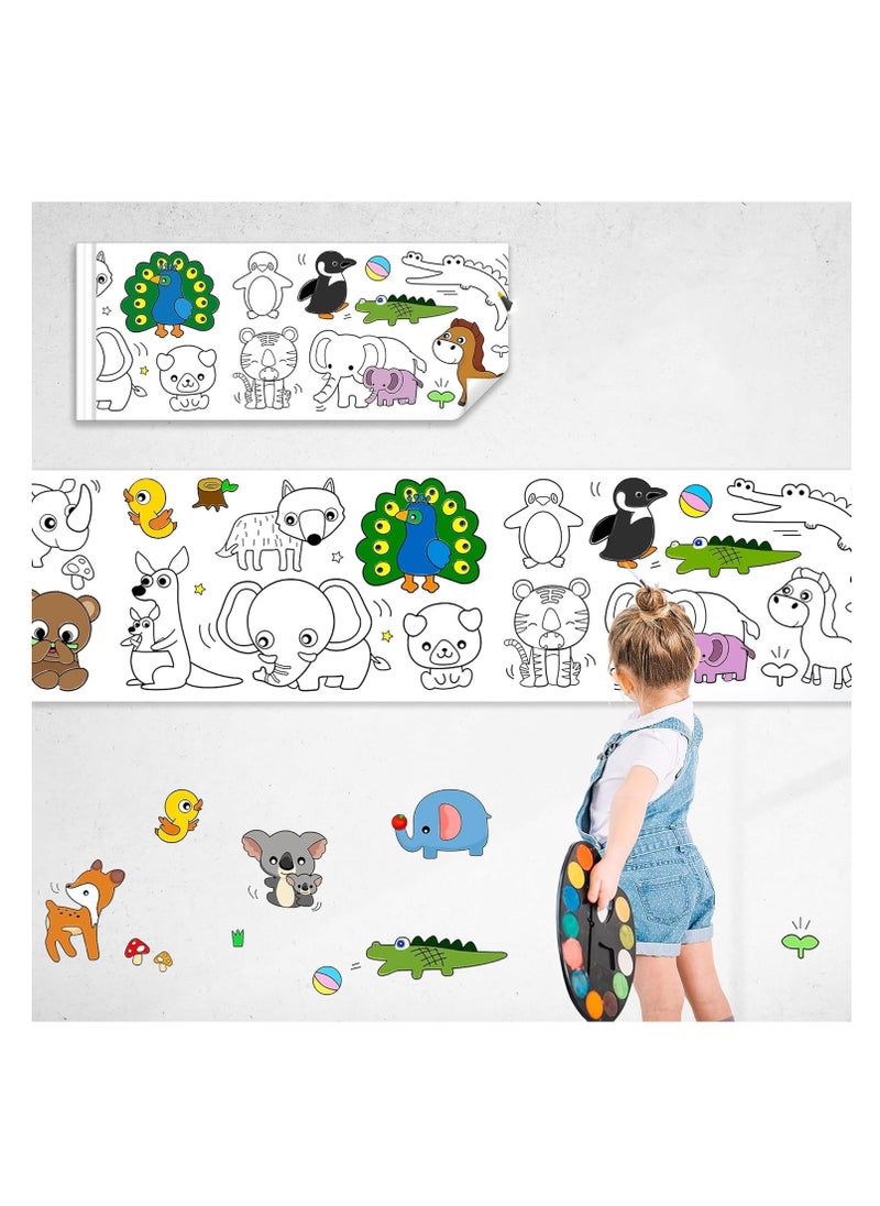 TFIXOL - 3 Meters Drawing Roll Animal Paper Roll for Kids for Stimulating Creativity Safe and Environmentally Friendly White Drawing Paper for Children DIY Interactive for Drawing, Sketching Craft - Image 1