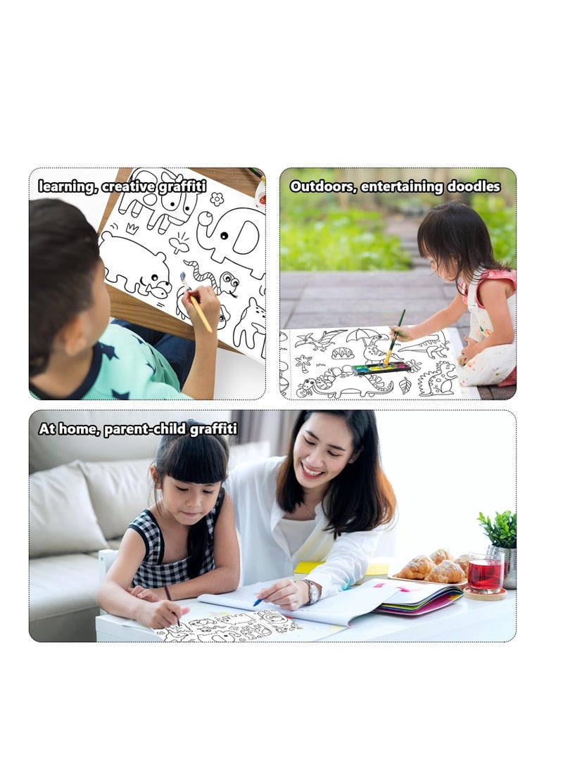 TFIXOL - 3 Meters Drawing Roll Animal Paper Roll for Kids for Stimulating Creativity Safe and Environmentally Friendly White Drawing Paper for Children DIY Interactive for Drawing, Sketching Craft - Image 1