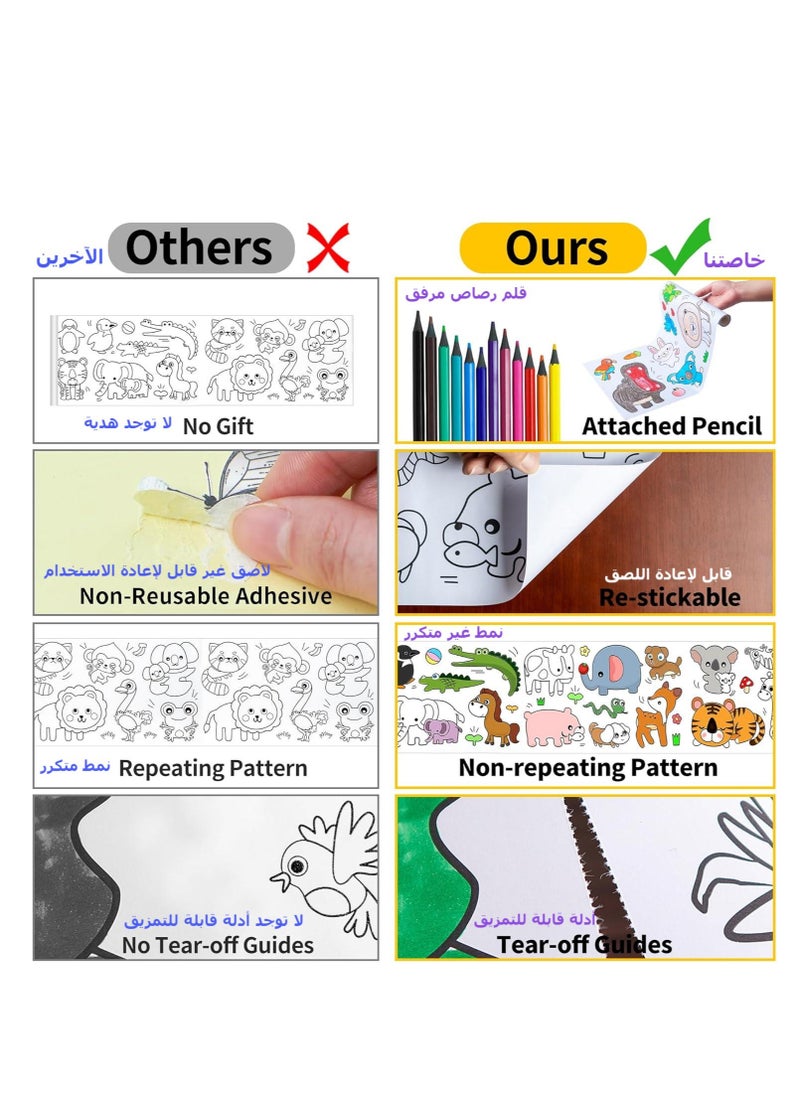 TFIXOL - 3 Meters Drawing Roll Animal Paper Roll for Kids for Stimulating Creativity Safe and Environmentally Friendly White Drawing Paper for Children DIY Interactive for Drawing, Sketching Craft - Image 1