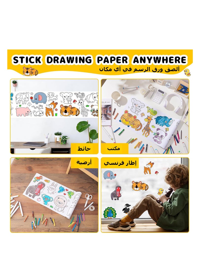 TFIXOL - 3 Meters Drawing Roll Animal Paper Roll for Kids for Stimulating Creativity Safe and Environmentally Friendly White Drawing Paper for Children DIY Interactive for Drawing, Sketching Craft - Image 1
