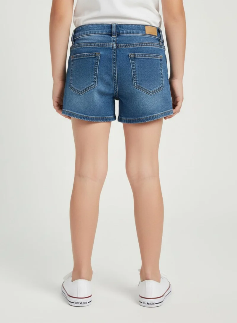 babyqlo Girls Dark Wash Adjustable Waist Denim Shorts