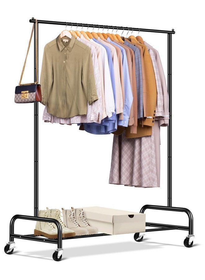 Sleeping Lamb SLEEPING LAMB Heavy Duty Clothing Racks for Hanging Clothes Rack, 43" Wide Rolling Garment Rack Metal Clothing Hanger Rack with Wheels Wardrobe Rack for Coats, Shirts, Dress, (Black)  - Image 1