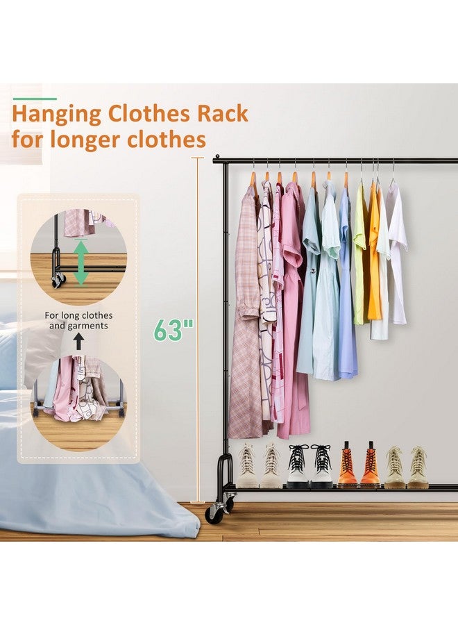 Sleeping Lamb SLEEPING LAMB Heavy Duty Clothing Racks for Hanging Clothes Rack, 43" Wide Rolling Garment Rack Metal Clothing Hanger Rack with Wheels Wardrobe Rack for Coats, Shirts, Dress, (Black)  - Image 3