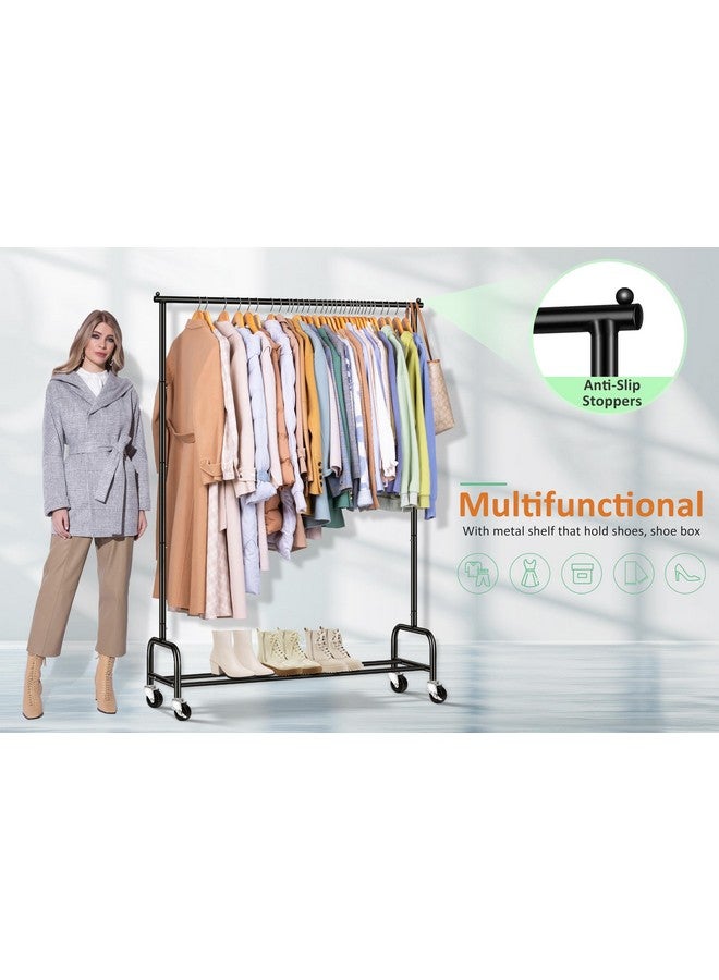 Sleeping Lamb SLEEPING LAMB Heavy Duty Clothing Racks for Hanging Clothes Rack, 43" Wide Rolling Garment Rack Metal Clothing Hanger Rack with Wheels Wardrobe Rack for Coats, Shirts, Dress, (Black)  - Image 5