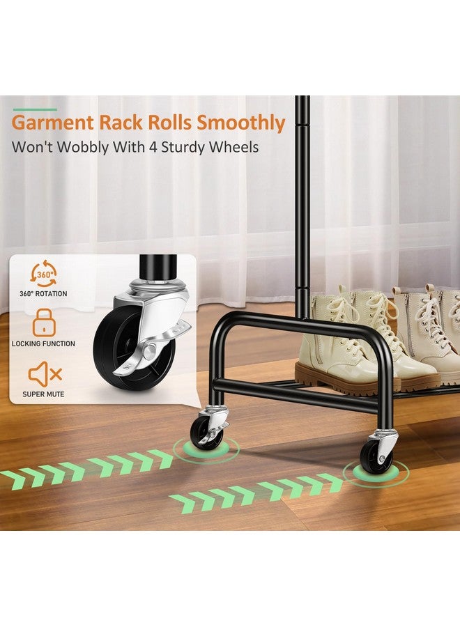 Sleeping Lamb SLEEPING LAMB Heavy Duty Clothing Racks for Hanging Clothes Rack, 43" Wide Rolling Garment Rack Metal Clothing Hanger Rack with Wheels Wardrobe Rack for Coats, Shirts, Dress, (Black)  - Image 4