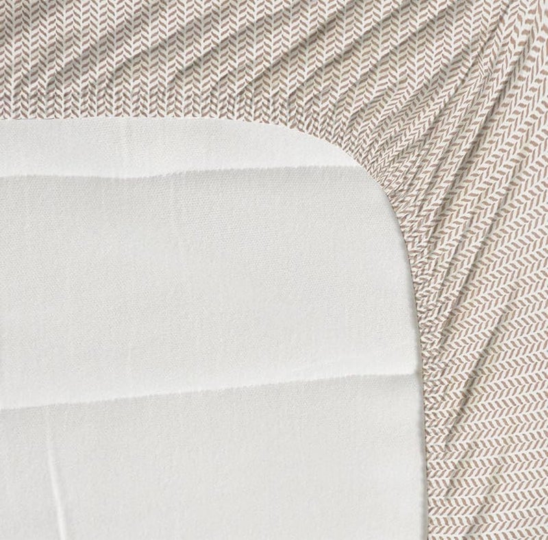 NEW LEAF Premium Cotton 210 tc Elastic Fitted Bedsheets with 2 Pillow Covers | Double/King Bed with All Around Elastic Wrinklefree Supersoft Breathable |Size-78 x72+8 inches |Texture, Off White - Image 2
