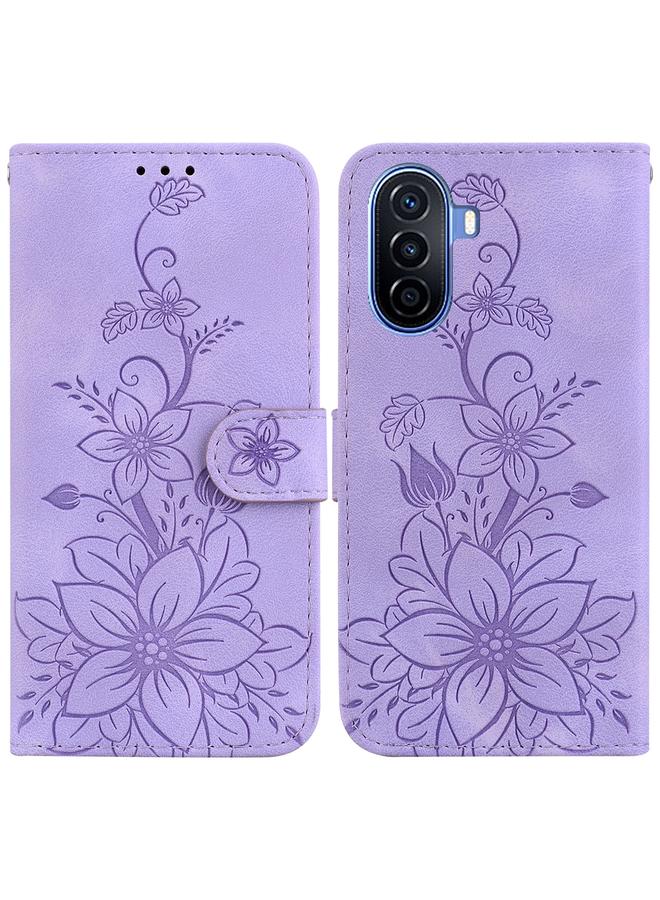 Zaboon Case For Huawei nova Y70 Plus Lily Embossed Leather Phone Case - Image 1