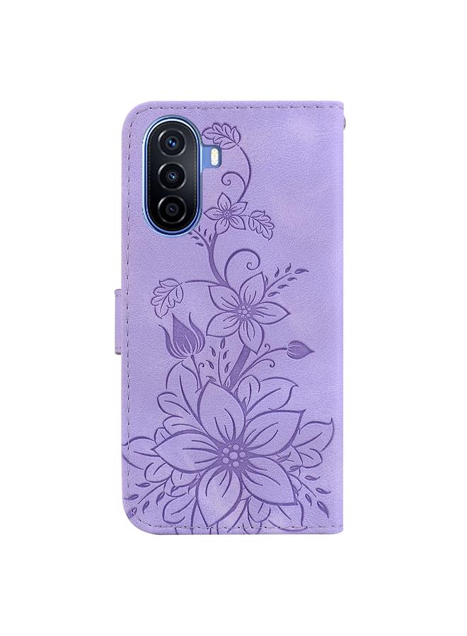 Zaboon Case For Huawei nova Y70 Plus Lily Embossed Leather Phone Case - Image 3