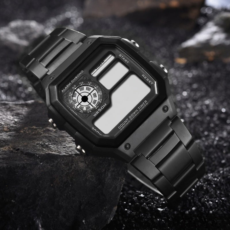 PANARS Digital Watch: Rose Gold, 50M Waterproof, Accurate Digital Movement - Dual Time Mode, Stainless Steel Strap, Mechanical Industrial Dial Digital Sports Watch for Business Men, Daily Use - Image 4