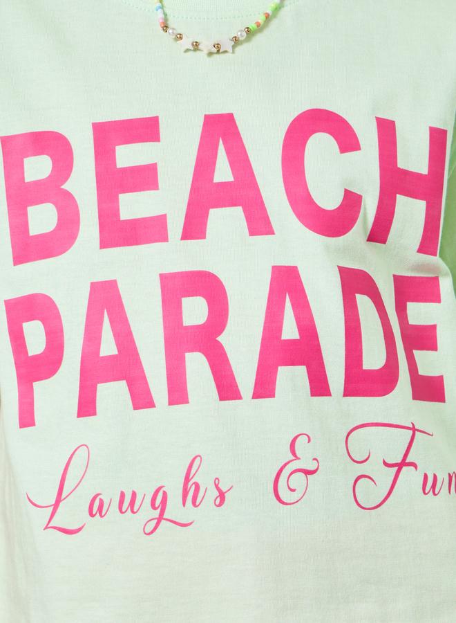 Styli Girls Slogan Print Dropped Shoulder Crop T-Shirt - Image 4