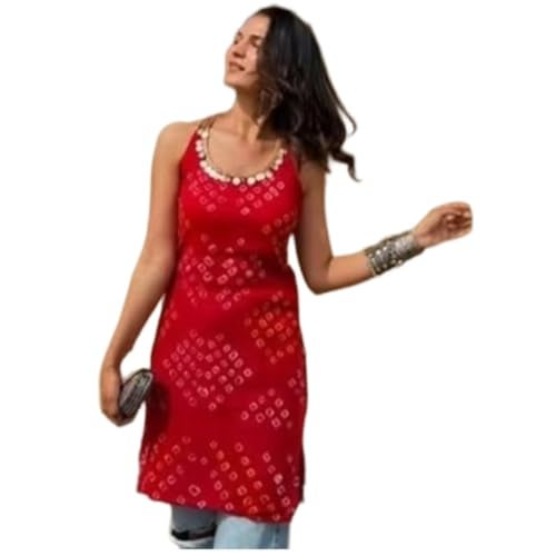 GoSriKi Women's Rayon Viscose Kurti for Girls Short Kurti for Women (HARPITA RED-GS_XS_RED_X-Small) - Image 1