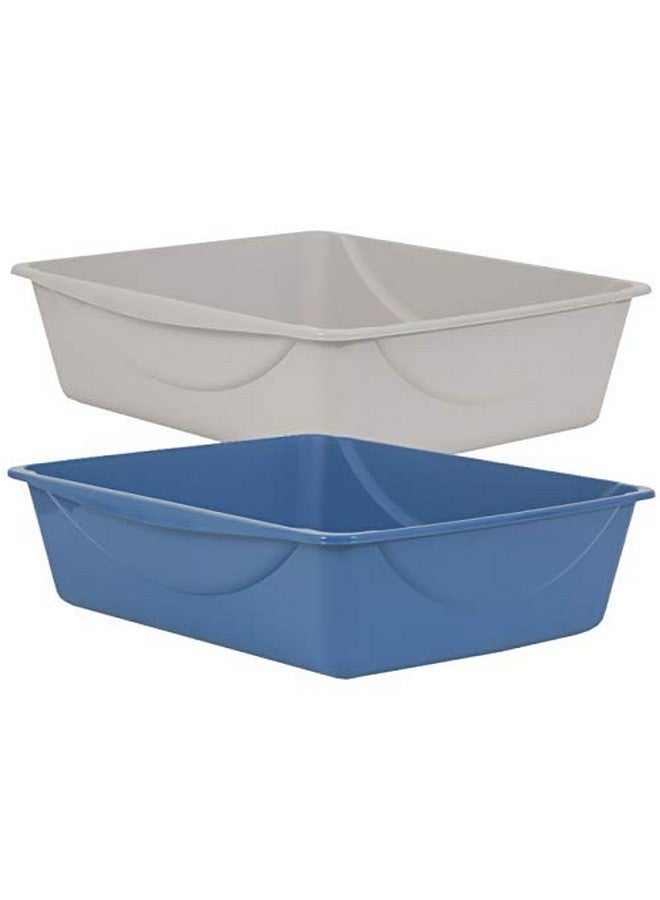 Petmate Open Cat Litter Box, Blue Mesa/Mouse Grey,M (Pack of 1), Made in USA - Image 2