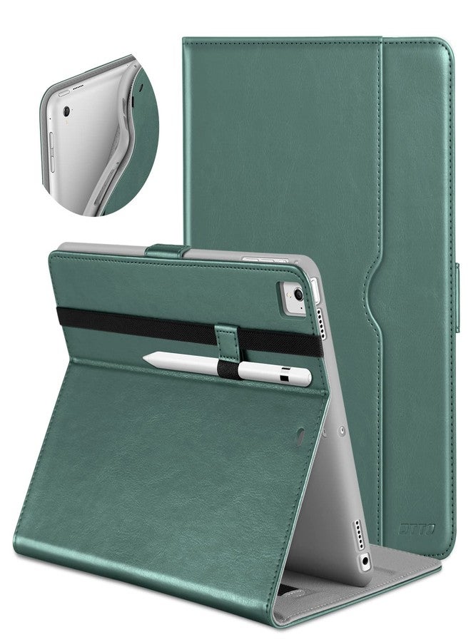 DTTO New iPad 9.7 Inch 5th/6th Generation 2018/2017 Case with Apple Pencil Holder, Premium Leather Folio Stand Cover Case for Apple iPad 9.7 inch, Also Fit iPad Pro 9.7/Air 2/Air - Midnight Green - Image 1